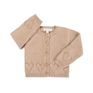 Peruvian Prima Cotton Knit Cardigan Hearts